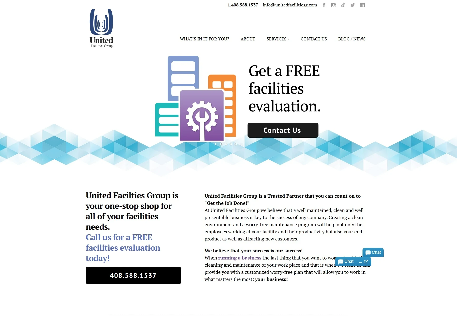 UFG Works website before Brandcore: dense text and dated graphics